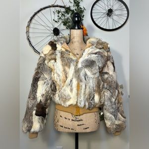 Vintage Patchwork Mosaic Rabbit Fur Coat